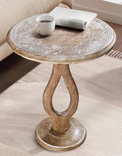 Pride Styles End Table 18x22", Solid Wood Accent Side Table, White Wash - Image 3