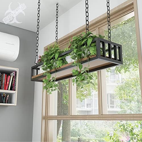 Ceiling Hanging Planter Flower Pot Display Rack Hanging Plant Holder, Indoor Plant Pots, Wall/Window Plant Hanger Indoor Herb Garden, Wood and Metal (Size : 120x25x15cm) - Image 4