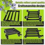 8X 8 inches Plant Caddy with Wheels Upgraded Lockable Heavy Duty Trolley Suitable for Indoor Outdoor Large Plant Pots Parasol Stands and Bases or Plant Stand Metal Square Black - Image 3