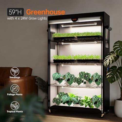 Bstrip Indoor Greenhouse with Grow Light Oxford Cover, 35.4x13.8x59in - Image 2