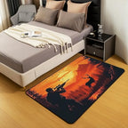 Erosebridal Hunter Shotgun Deer Area Rug 4'11" x 3'3" Hunting Woodland Sunset Living Room Rugs Bird Nature Plants Decorative Carpet Elk Red Orange Indoor Floor Mat - Image 3