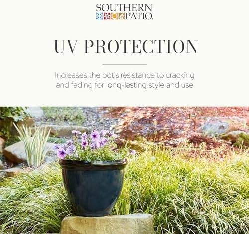 Southern Patio Heritage Glossy Resin Planter, Monaco Blue, 12 in, 2-Pack - Image 4