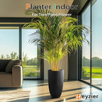 Heyzier Tall Planters for Outdoor Plants, Large Concrete Flower Pots for Garden Front Porch, Patio, Indoor (Vertical Black) - Image 4