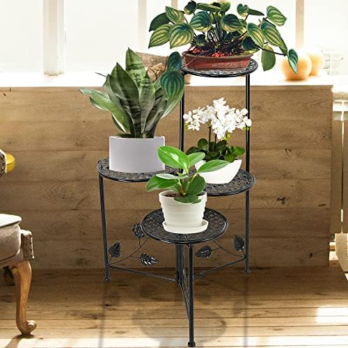 NAKUPE Plant Stand Indoor Outdoor, 4 Tier Metal Corner Flower Shelf, Black - Image 6