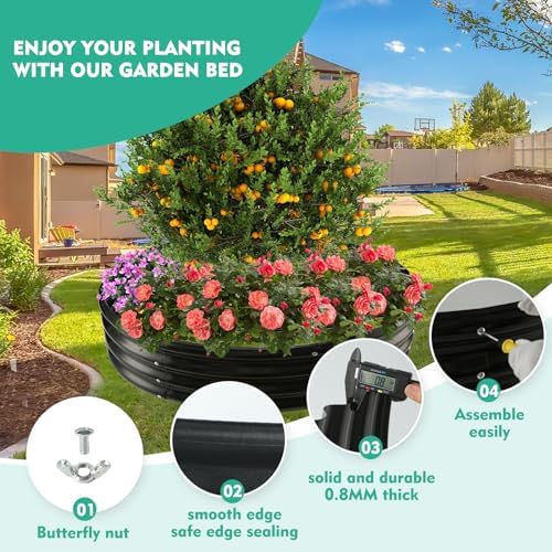 12 Inch Tall 60 Inch Diameter Round Black Raised Garden Bed Kits Outdoor - Image 5