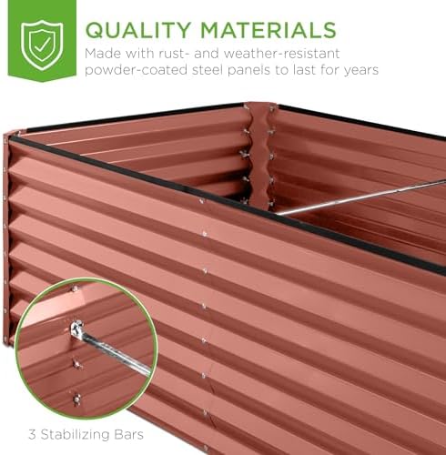 Best Choice Products 8x4x2ft Outdoor Metal Raised Garden Bed, Deep Root Planter Box for Vegetables, Herbs & Flowers, 478-Gallon Capacity, 100% Non Toxic Materials - Terracotta - Image 6