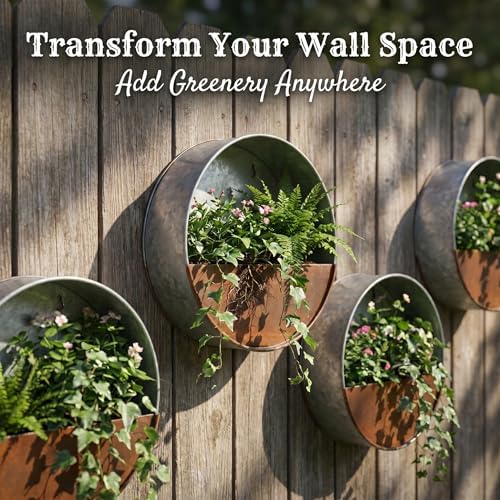 Topadorn 8" Metal Flower Pot, Round Hanging Planter Flower Pot - Image 6