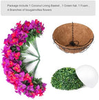 Artificial Hanging Flowers Plant with Basket for Outdoors, Fake Hanging Plants Silk Bougainvillea in Planter Look Real UV Resistant Faux Flower for Outside Porch Patio Garden Home Decor, PurpleHotpink - Image 5