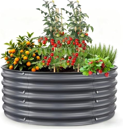 Gruper Raised Garden Bed, 3.5ft x 17'' Tall Round Metal Planter by Gruper