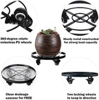3 Packs 12.6 Inch Large Metal Plant Caddy with Wheels Plant Dolly with Casters Heavy-duty Rolling Wheeled Plant Stand for Indoor Outdoor Flower Pot Mover Rollers Coasters Black, Strong Load Capacity - Image 2