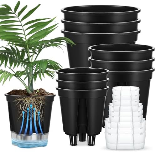 Wonderjune Self Watering Planter, 4.72'', 5.91'', 7.09'', Black, 9 Pcs by Wonderjune