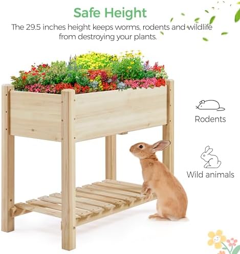 Yaheetech 34" Raised Garden Bed with Legs, Wooden Planter Box, 2Pcs - Image 6