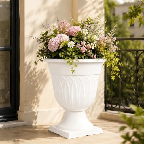 Planters for Outdoor Plants Large 2 Pack Resin Urn 15.3IN - Image 3