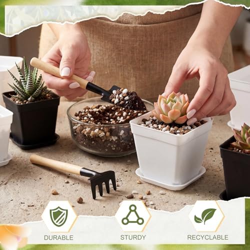 Amyhill 100 Pcs 4 Inch Small Plants Pot Bulk Flower Pots,Black and White - Image 4