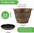 Fodetyff 12 Inch Large Planter Pot for Plants Indoor Outdoor, 4 Pack Plastic Flower Pots with Drainage Hole & Tray, Modern Decorative Garden Pot with Saucer, Plant Container for House - Image 4