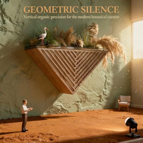 Triangle Wall Planter for Dry Plants, Hollow Out Geometric Wall Decor, Natural Wood Creative Home Decor Display Shelf for Flower Arrangements, Living Room, Entryway, Balcony - Image 4