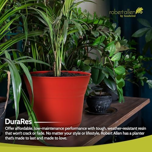Headwind Traverse Planters – 12" 2 Pack Plastic Plant Pot in Brick Red - Indoor & Outdoor Pots for Plants with Drainage - Decorative Plant Pot, Flower Pots Outdoor for Garden by Robert Allen - Image 4