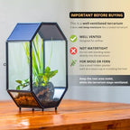 NCYP Glass Enclosure Terrarium with Mesh and Door for Spiders, Small Mantis, Jumping Spider - Octagon Shape Vented Glass Terrarium 6.2 x 3.1 x 8.7 inches, Black (Plants Not Include) - Image 3