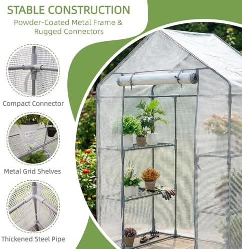 Walk-in Greenhouse 55*29*77in, Outdoor Plant Shelter for Garden - Image 2