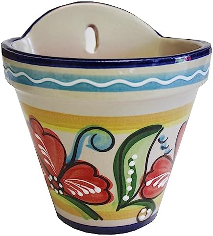 Spanish Wall Planter, Flower Pot, Planter, Wall Pocket 5.5""D by Unknown