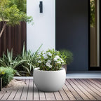Kante Large Round Bowl White Concrete Planter 20" Dia, Outdoor - Image 6