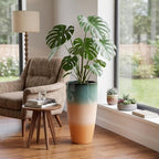 Sun-E Tall Planters for Outdoor Indoor Plants, 21-Inch Large Planter with Removable Insert Shelf, High Glossy Glazed Ceramic-Look Tri-Tone Gradient Tall Flower Pots for Entryway Corner Luxury Decor - Image 6