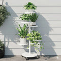 Bamworld Metal Plant Stands with Wheels Tall Plant Stand Indoor White by Bamworld