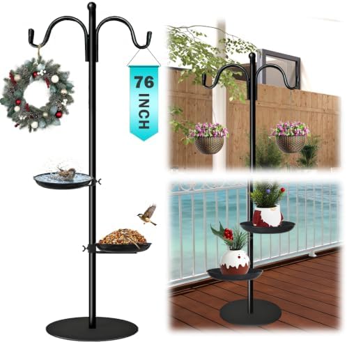 Shepherds Hooks for Outdoor, 76 Inch Bird Feeder Stand by Creatingvividfunspacesforyouroutdoors