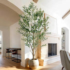 8FT Artificial Olive Tree with Realistic Leaves & Natural Trunk, Faux Silk Olive Plant in White Planter, Tall Fake Tree for Modern Home Office Living Room Entryway Corner Decor, Maintenance Free - Image 2