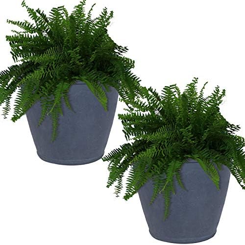 Sunnydaze Anjelica 24'' Large Plastic Planter Pot for Plants, Slate, 2pk by SunnydazeDecor
