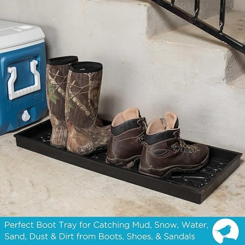BIRDROCK HOME Large Rubber Boot Tray, Black, 34x14in - Image 6