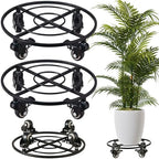 2 Packs Large Metal Plant Caddy with Wheels 13.6" Rolling Plant Stands Heavy-Duty Wrought Iron Plant Dolly Plant Rollers Planter Mover with Metal Casters, Strong Load Capacity by KvyusFlourish