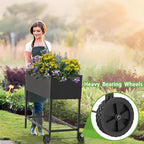JWPEHOE 34＂Raised Garden Bed with Leg,Mobile Planter Box with Storage Shelf - Image 4