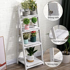 4 Tier Ladder Shelf, Plant Display Stand White - Image 5