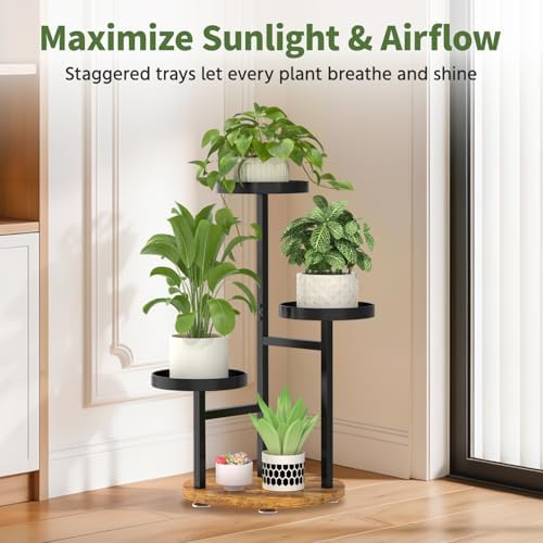 LASZOLA Corner Plant Stand Indoor Flower Shelf Tall, 3 Tiers Metal Black - Image 5