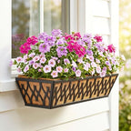 2 Pack 24 Inch Window Boxes Planters Railing Planter Box with Adjustable Brackets for Porch Fence Patio Balcony Hanging Flower Baskets with Coco Liners for Outdoor Garden Décor - Black - Image 4