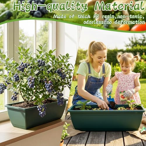 8 Pcs 24 Inch Plastic Window Boxes Planters, Green - Image 5