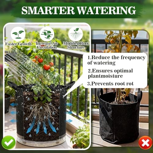 5 Pack 7 Gallon Self-Watering Grow Bags with Reservoir and Support Rings - Image 6