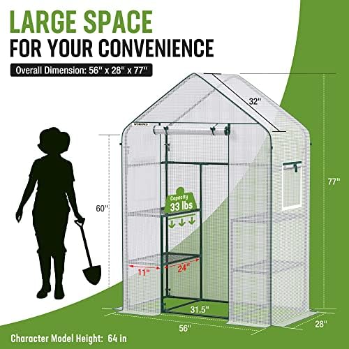 WORKPRO Portable Small Greenhouses(56"x 29"x 77") for Outdoor/Indoor - Image 2