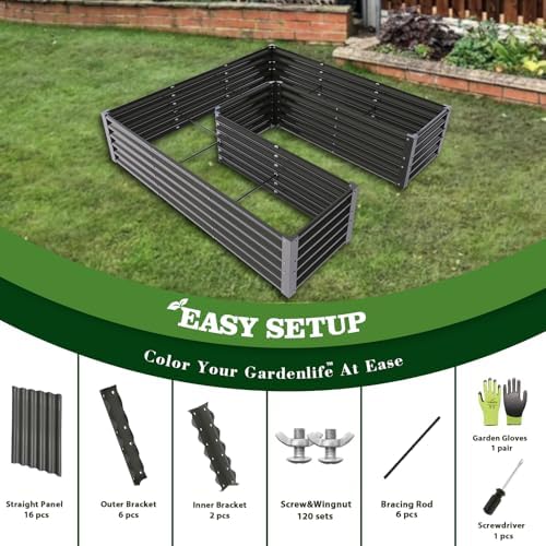 Anleolife 2-Bed 74x74x18in U-Shaped Raised Garden Beds, Quartz Grey - Image 5