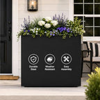GSK 30" H Rectangular Metal Planter with Led Light for Indoor Outdoor Black - Image 5