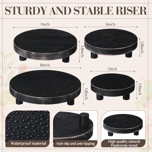 Geetery 4 Pcs Wooden Risers for Display Wood Pedestal Stand, Black - Image 2