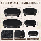 Geetery 4 Pcs Wooden Risers for Display Wood Pedestal Stand, Black - Image 2