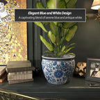 Red Lantern 14" Floral Blue & White Porcelain Fishbowl Planter or Cachepot for Indoor/Outdoor Use in Garden Entryway Living Room Boho Eclectic Modern Contemporary Classic Traditional Style Decor - Image 5
