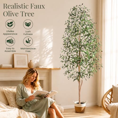 Yastouay 6 FT Olive Trees Artificial Indoor with Planter & Basket Look Real - Image 6