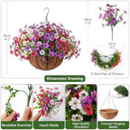 Homsunny Artificial Faux Hanging Flowers Plants with Basket for Outdoor Spring Decoration, Fake Silk Daisy Outside Indoor UV Resistant Look Real Yard Patio Front Porch Garden Balcony Home Decor(Mix4) - Image 4