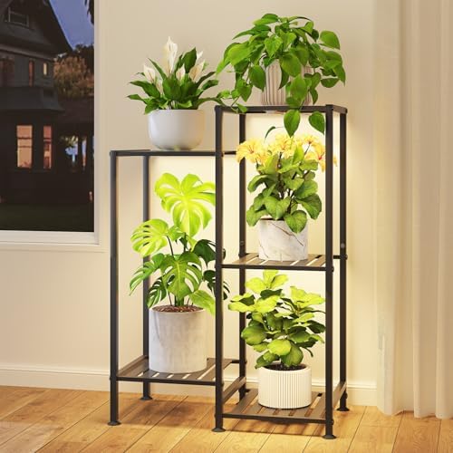 iDavosic.ly 5 Tier Indoor Plant Stand with Grow Light, 11 Inch Tray, Black by iDavosicly