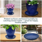 Sunnydaze 9" Ceramic Plant Saucers for Planters, 2pk, Imperial Blue - Image 4