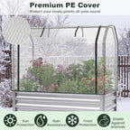 GIANTEX Raised Garden Bed with Legs & Greenhouse Cover, 44x22x60 Elevated Metal Planter Box with Roll-up Door, Outdoor Mini Greenhouse for Vegetable Flower Herb Patio Balcony (Silver,1) - Image 2