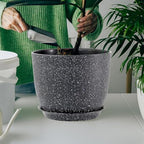 Flower Pots 12 Inch Set of 2, Plant Pots Pots for Indoor Plants, Planters for Outdoor Plants 12 Inch Pots for Plants with Drainage and Saucers, Speckled Black - Image 6